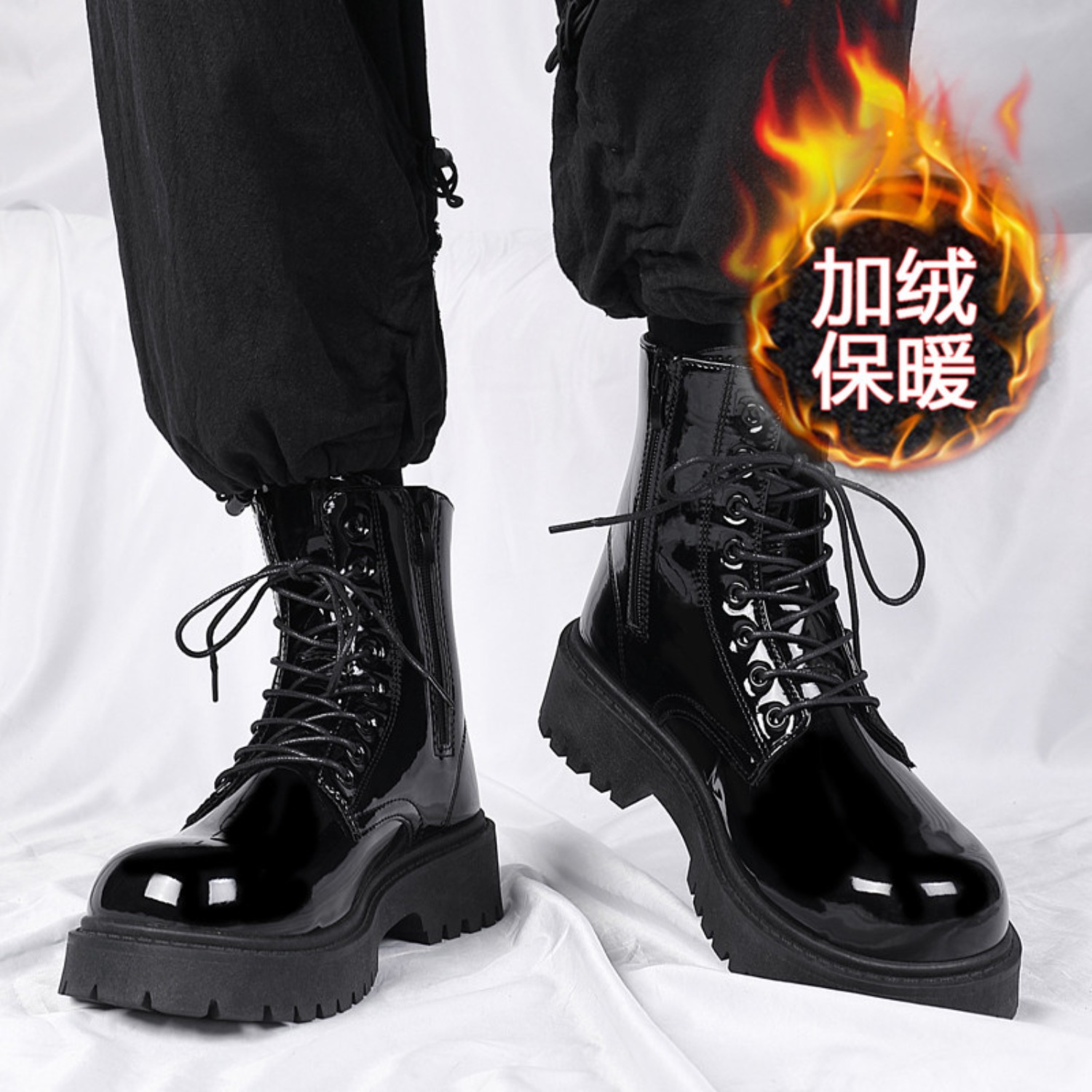 Men Shoes 2026 - Warme Plüsch-High-Top-Stiefel für Herren, Winterstiefel mit