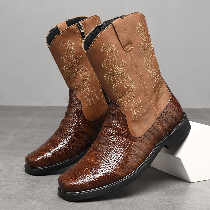 Men'S Shoes With Wide Toe Box - Breite, hohe Cowboystiefel für Herren, Herbst