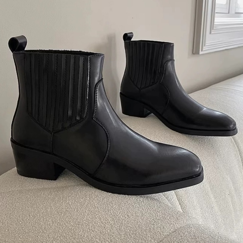 Herbst-Winter Schwarze Ledersc – Men'S Shoes With Height Increase Bewertung und Preis