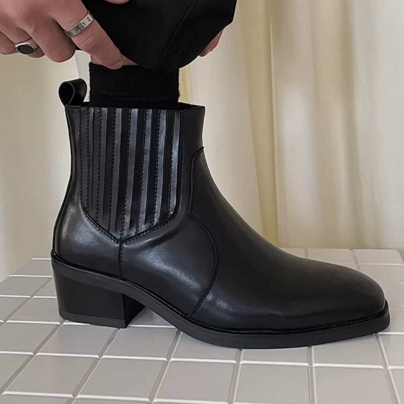 Herbst-Winter Schwarze Ledersc – Men'S Shoes With Height Increase Bewertung und Preis